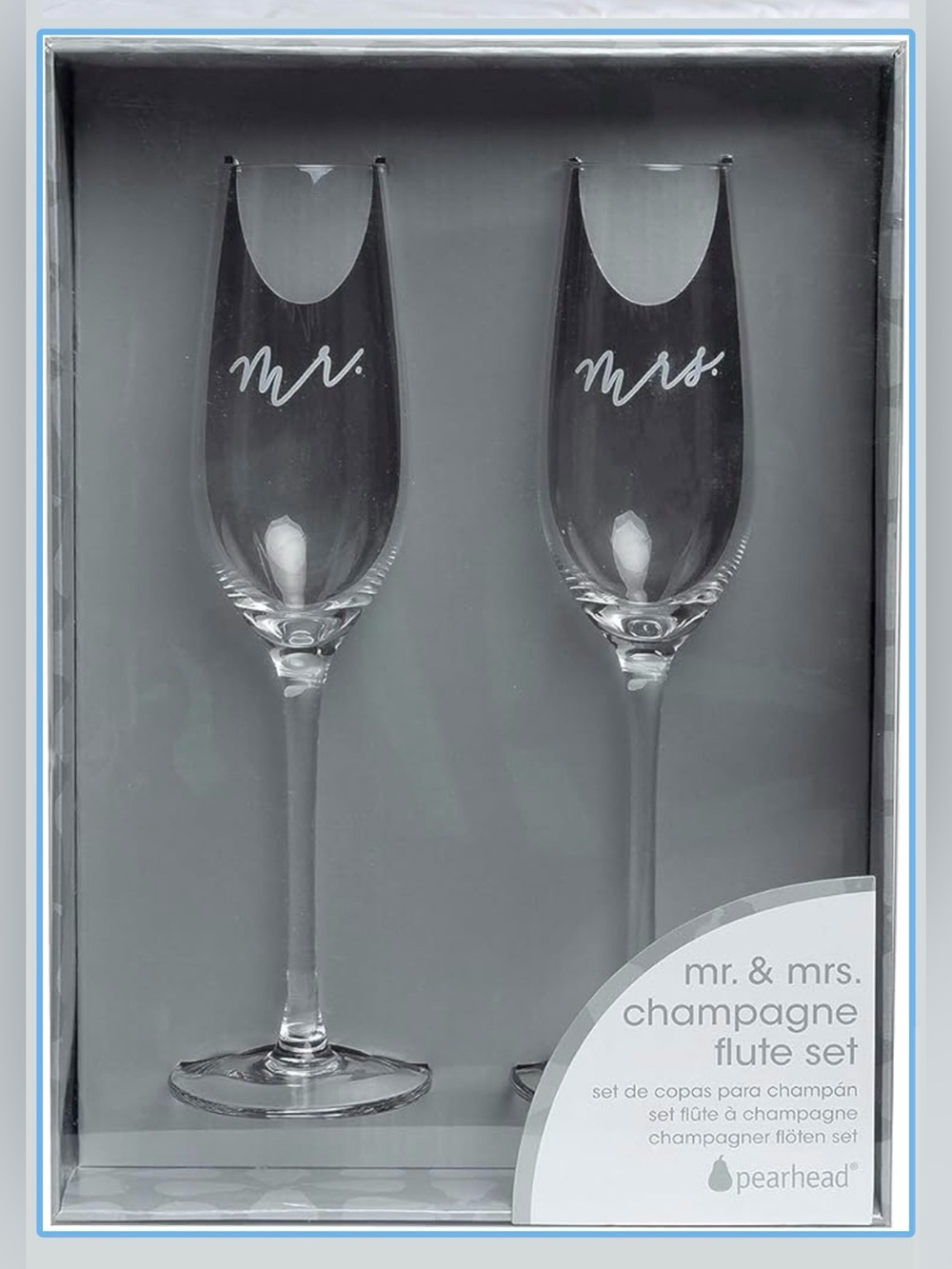 Pearhead Clear Mr. & Mrs. Champagne Flute Set